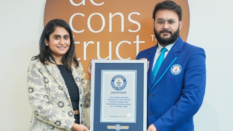 Guinness World Record certificate for Deconstruct Skincare Dermathon.