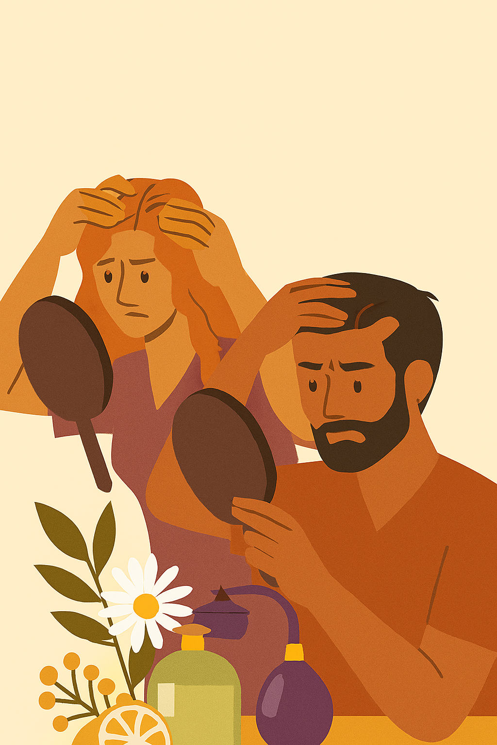 Infographic showing microbial diversity in male and female scalps.