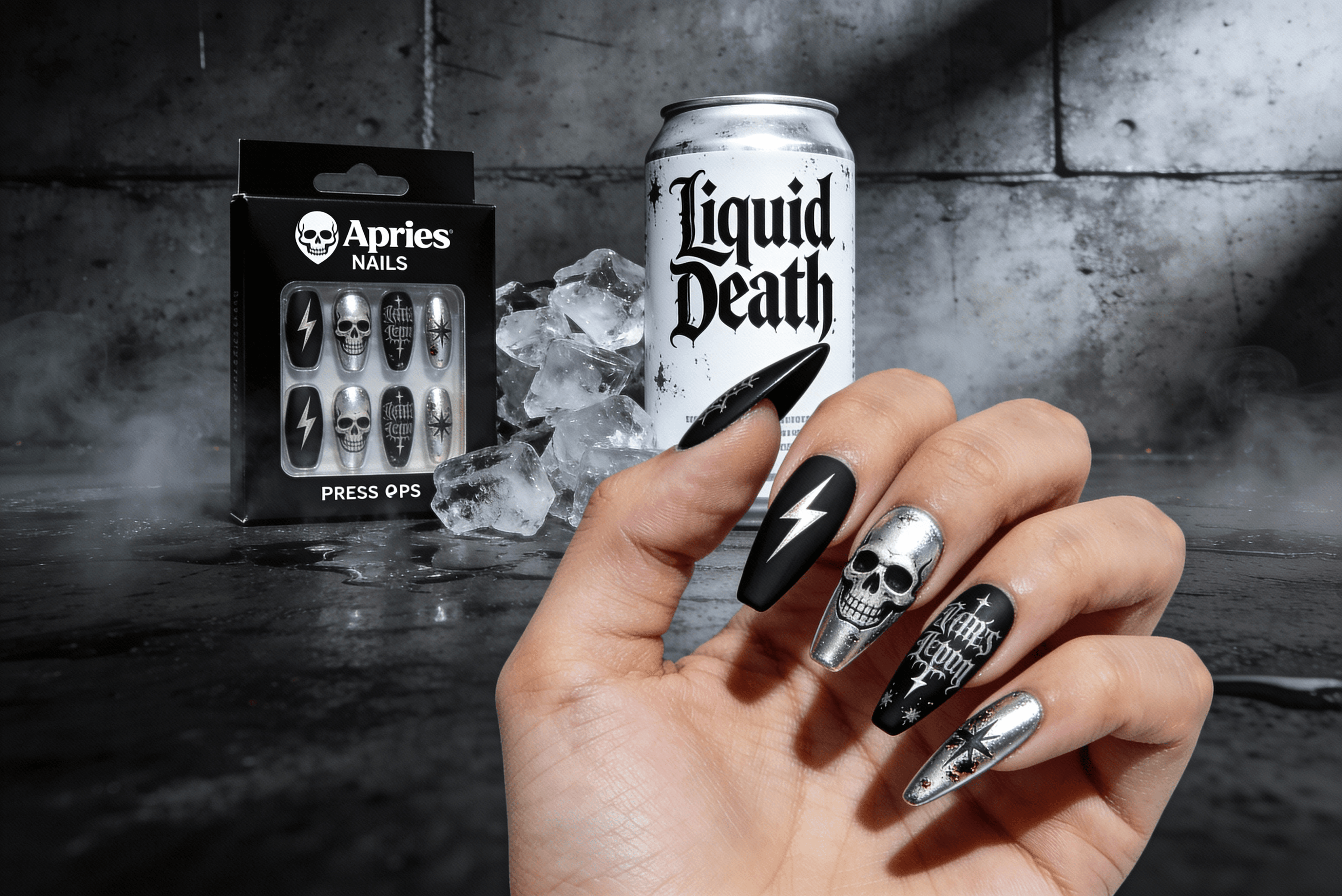 Aprés Nails known for its Gel-X system has unveiled a bold new collaboration with cult-favorite soft drinks brand Liquid Death, introducing a limited edition press-on nails collection that fuses beauty with edgy lifestyle branding. The collection features striking designs inspired by Liquid Death’s signature aesthetic, blending dark, rebellious motifs with Aprés Nails’ expertise in high-quality, salon-grade press-ons. This partnership marks a unique crossover between the beauty and beverage industries, targeting trend-conscious consumers who embrace unconventional style statements. With its limited run, the collection is expected to generate strong buzz among both beauty enthusiasts and Liquid Death’s loyal fanbase, underscoring the growing influence of cross-industry collaborations in shaping modern beauty culture.  The collaboration is the second from the nail brand, which teamed up with Japanese entertainment company Sanrio in 2024 to launch a collection with Hello Kitty and Friends.