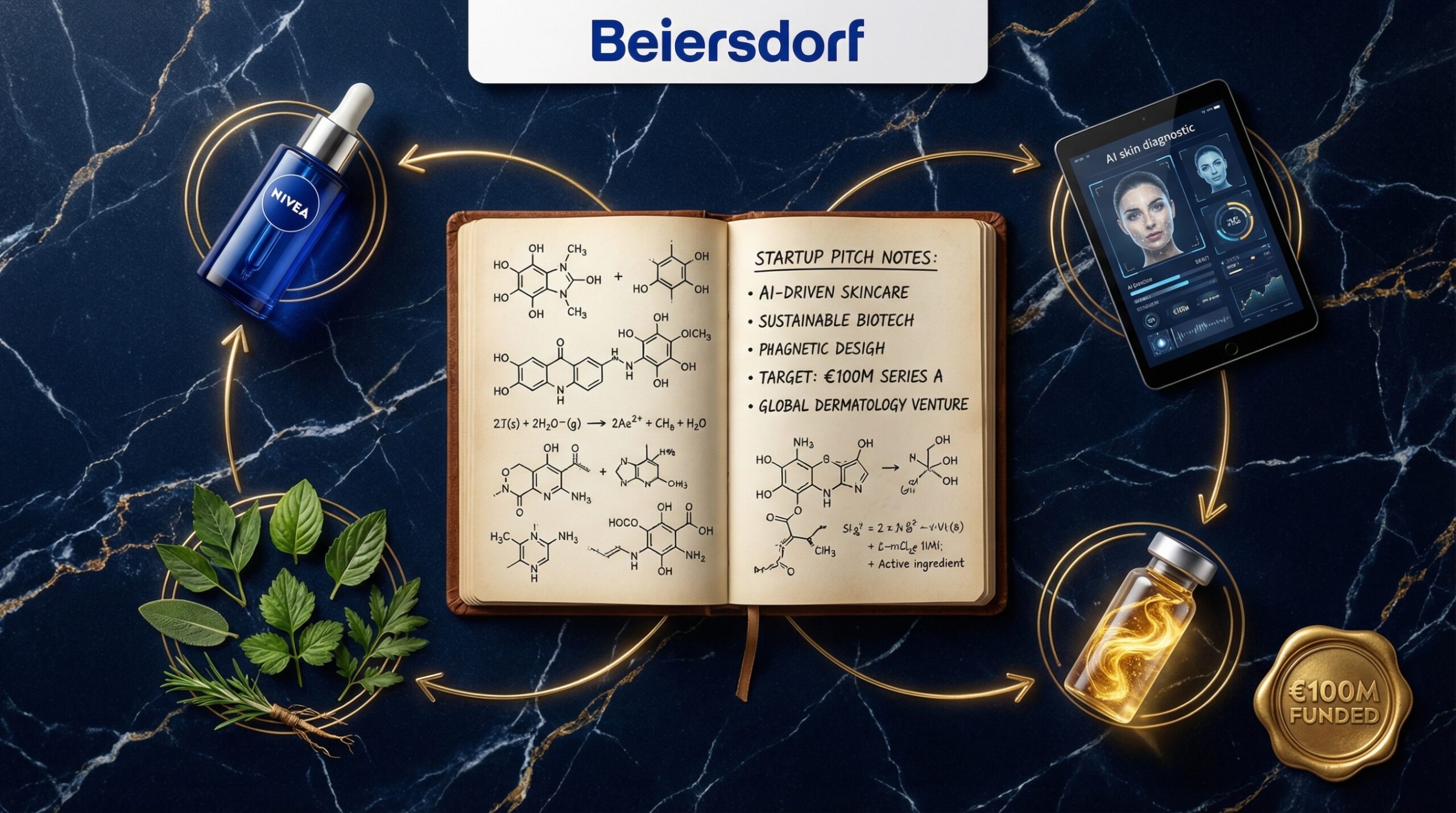 Biotech skincare innovation lab with advanced ingredients and digital skin analysis technology