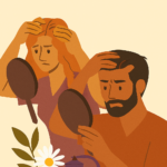 Infographic showing microbial diversity in male and female scalps.