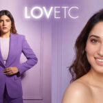 Tamannaah Bhatia holding a LOVETC beauty product, representing her appointment as brand face for Ananya Birla's colour cosmetics label LOVETC.